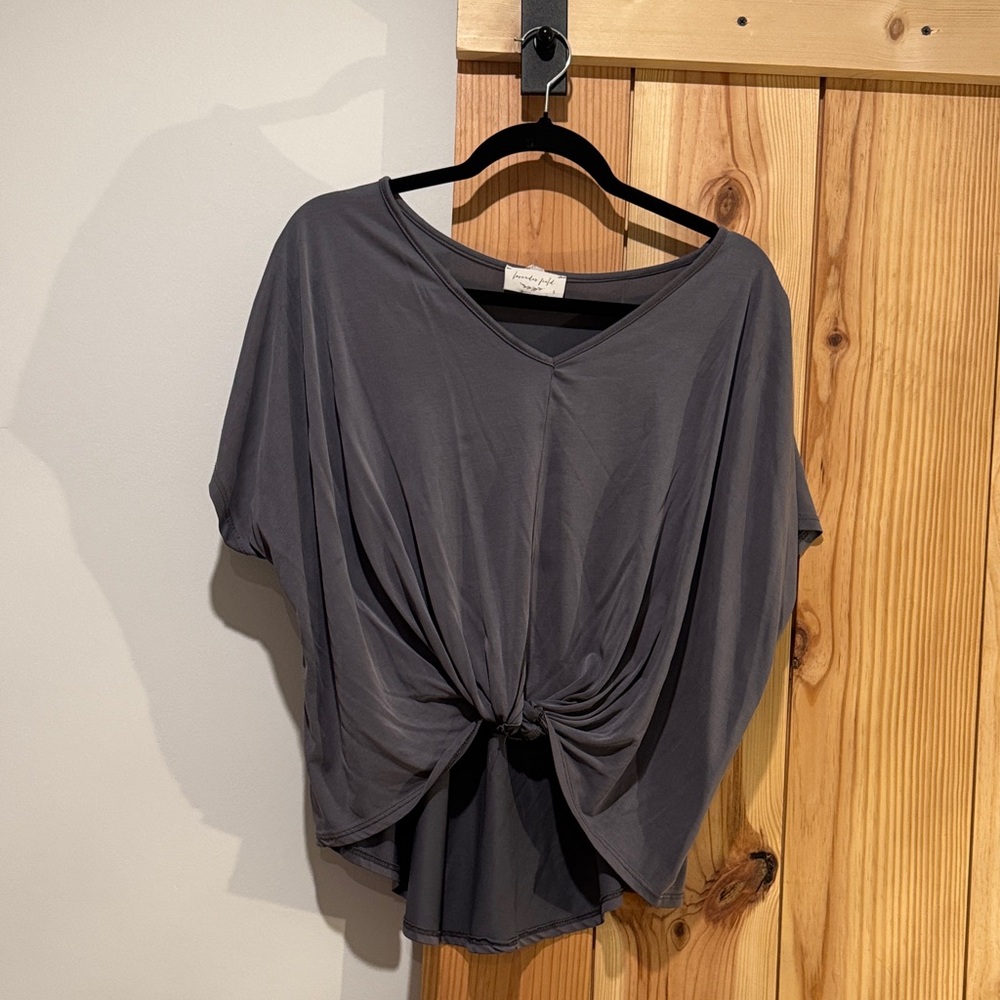 Gray Front Knot Women's Top